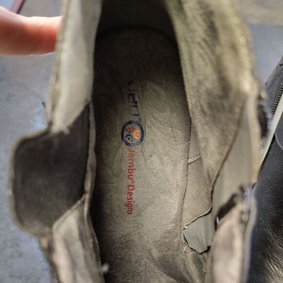 Jambu Black Heeled Boots with Chunky Heel and Decorative Strap - Picture 2 of 6